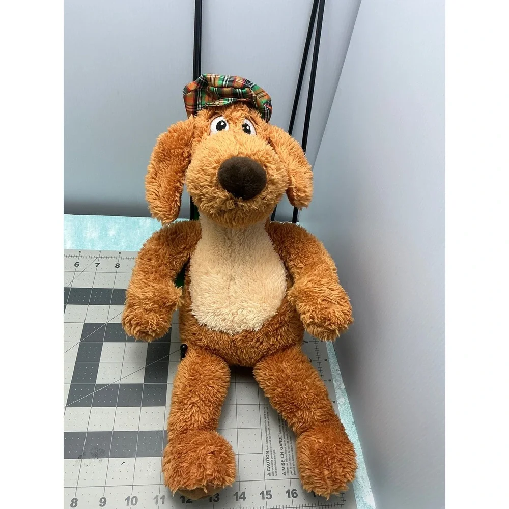 Kohls Cares Go Dog Go PD Eastman Brown Plush Dog Plaid Hat Green Scarf 16 inch